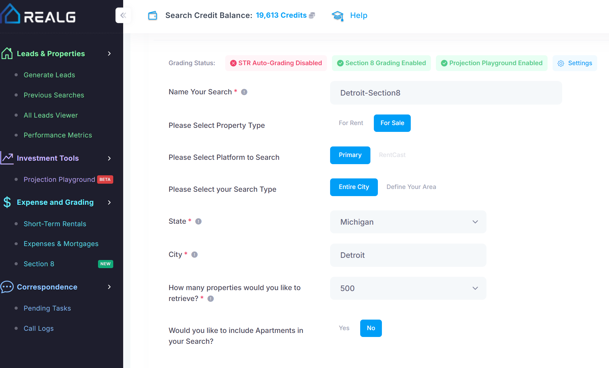Search for properties in your market